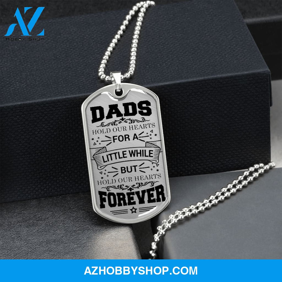 DADS Hold Our Hearts - Graphical Dog Tag & Ball chain (steel)
