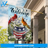 Daisy field, Lavender flower, Watercolor cardinal, Welcome - Jesus Flag