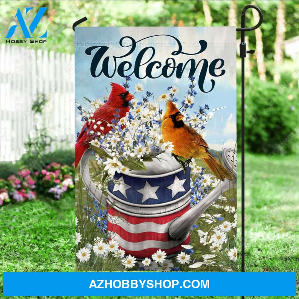 Daisy field, Lavender flower, Watercolor cardinal, Welcome - Jesus Flag