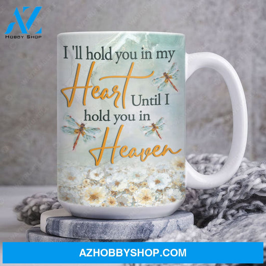 Daisy flower field, Dragonfly painting, I'll hold you in my heart - Heaven AOP Mug