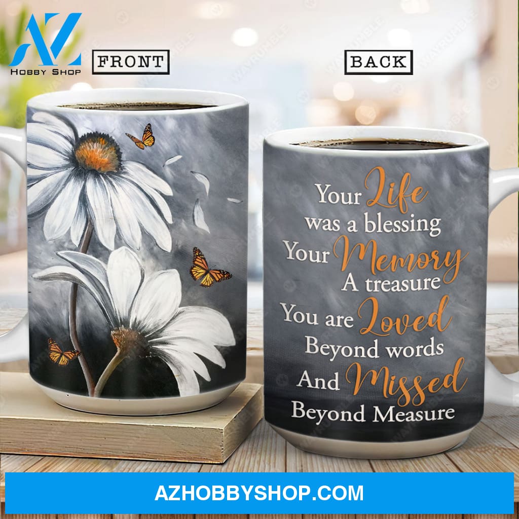 Daisy flower, Yellow butterfly, You life was a blessing - Heaven AOP Mug