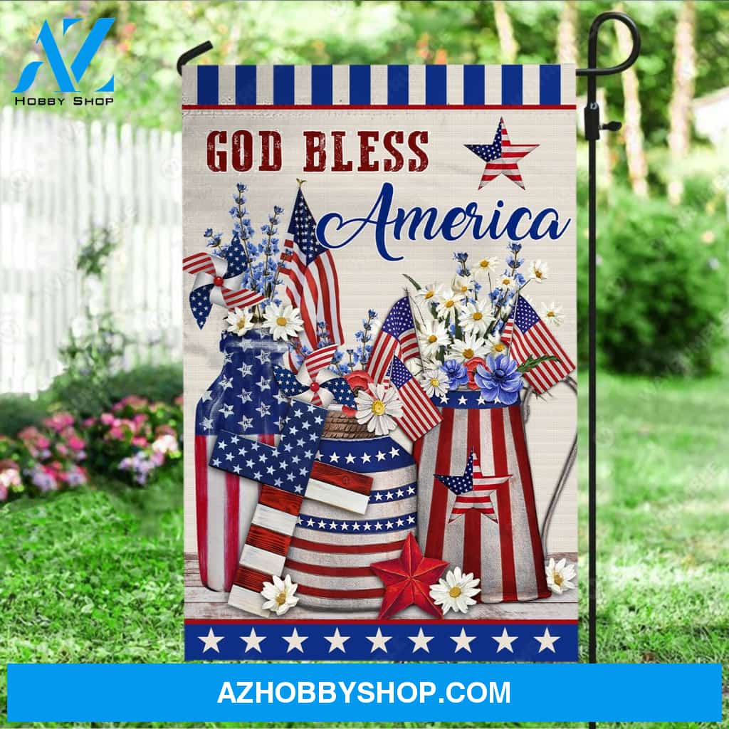 Daisy vase, Beautiful US flag, Flower garden, God bless America - Jesus Flag
