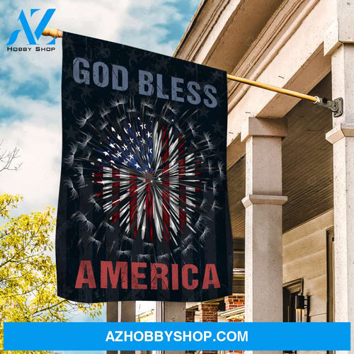 Dandelion painting, US flag, God bless America - Jesus Flag