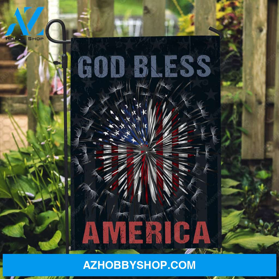 Dandelion painting, US flag, God bless America - Jesus Flag