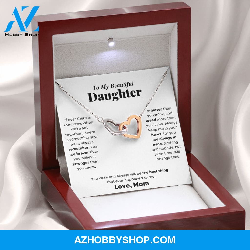 Daughter - Always Connected - Interlocking Hearts Necklace