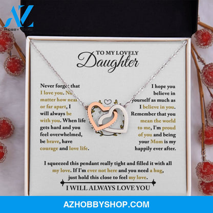 Daughter - Be Brave - Interlocking Hearts Necklace
