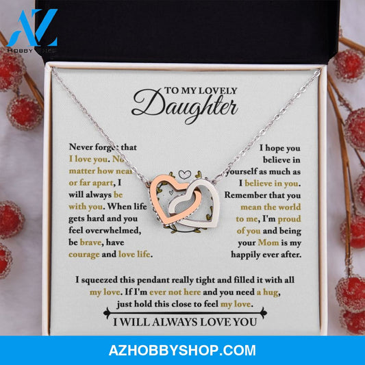 Daughter - Be Brave - Interlocking Hearts Necklace