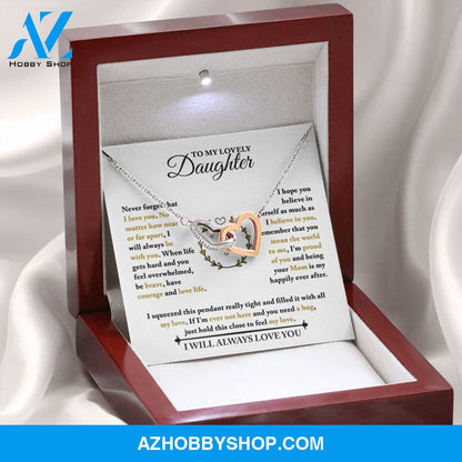 Daughter - Be Brave - Interlocking Hearts Necklace