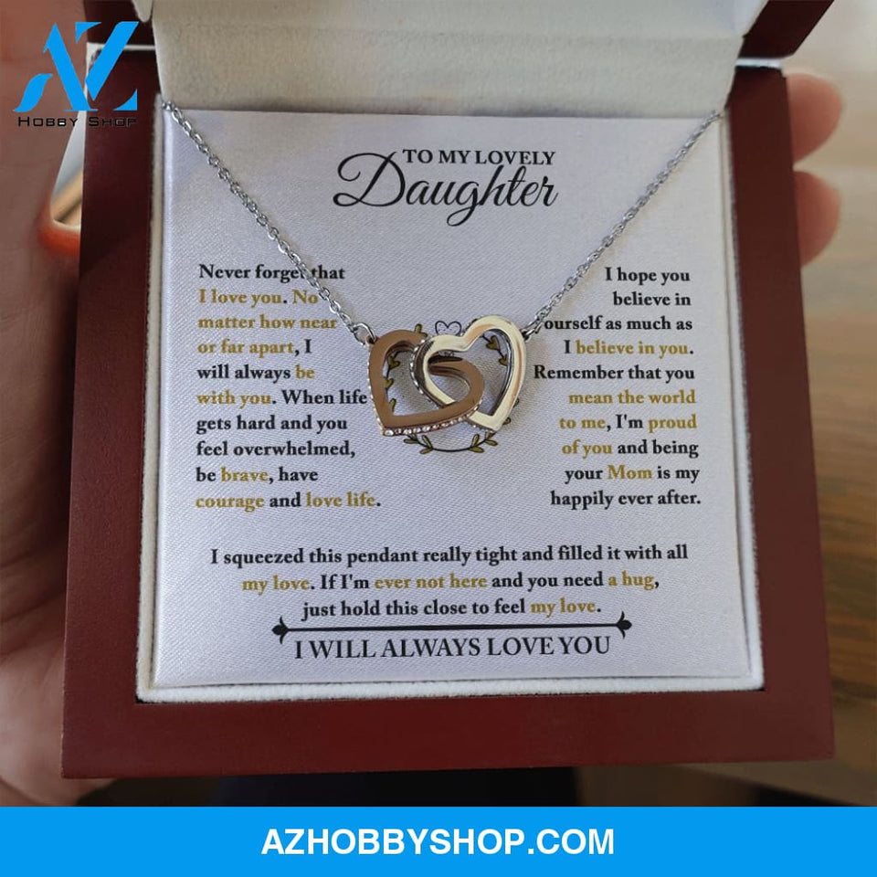 Daughter - Be Brave - Interlocking Hearts Necklace
