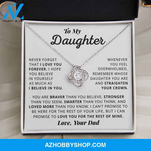 Daughter Believe In Yourself, Love Knot Necklace, Gift For Daughter From Dad, Christmas Gift Idea