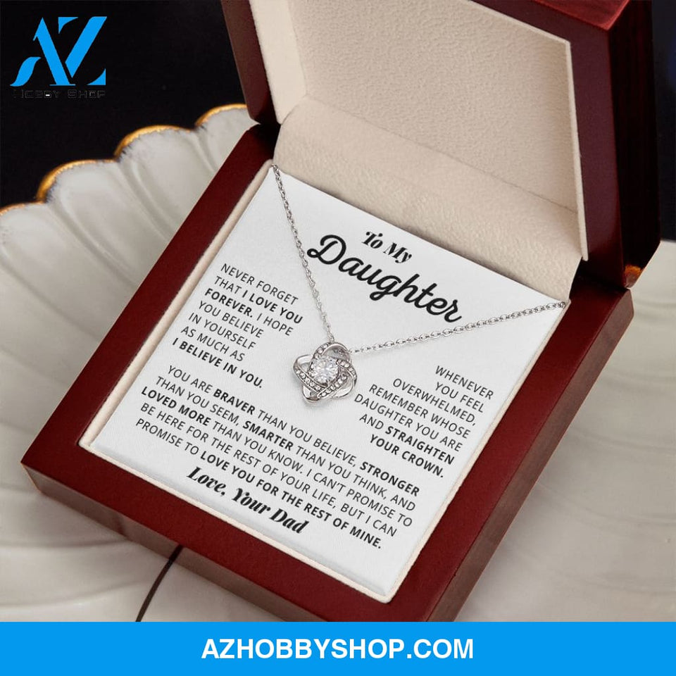 Daughter Believe In Yourself, Love Knot Necklace, Gift For Daughter From Dad, Christmas Gift Idea