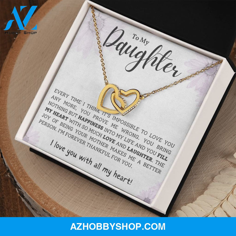 Daughter - Forever Thankful - Interlocking Hearts Necklace