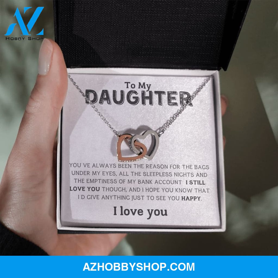 Daughter - I Love You - Interlocking Hearts Necklace