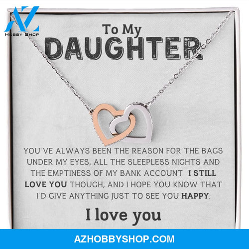 Daughter - I Love You - Interlocking Hearts Necklace