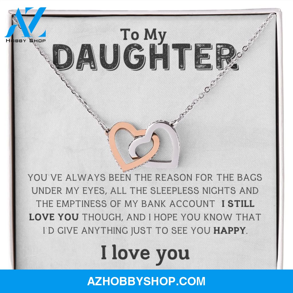Daughter - I Love You - Interlocking Hearts Necklace