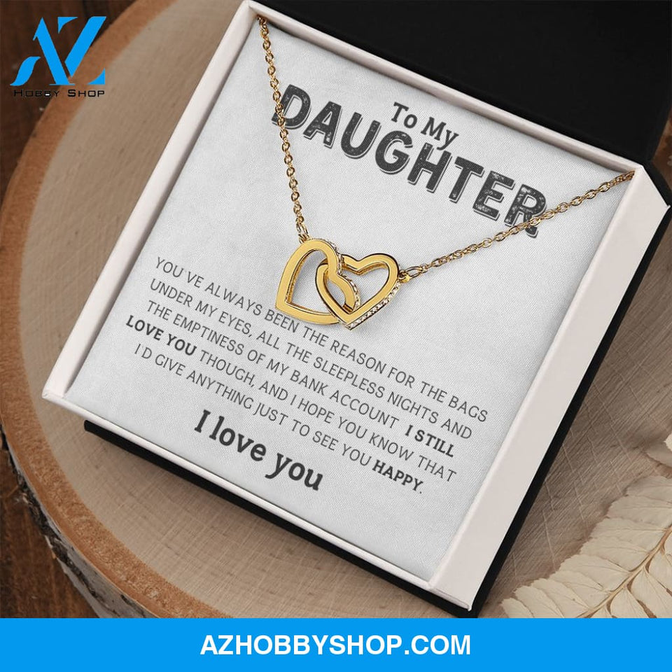 Daughter - I Love You - Interlocking Hearts Necklace