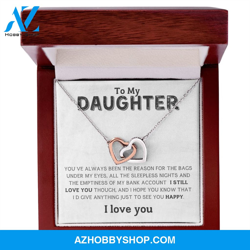 Daughter - I Love You - Interlocking Hearts Necklace