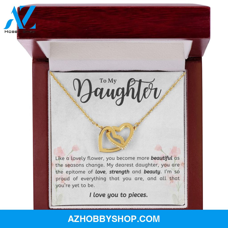 Daughter - Lovely Flower - Interlocking Hearts Necklace