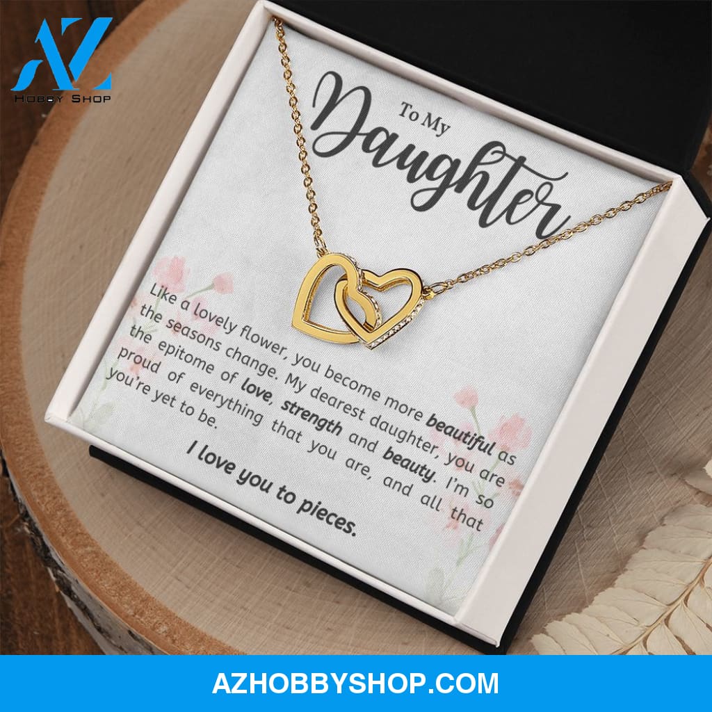 Daughter - Lovely Flower - Interlocking Hearts Necklace