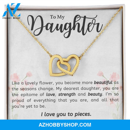 Daughter - Lovely Flower - Interlocking Hearts Necklace