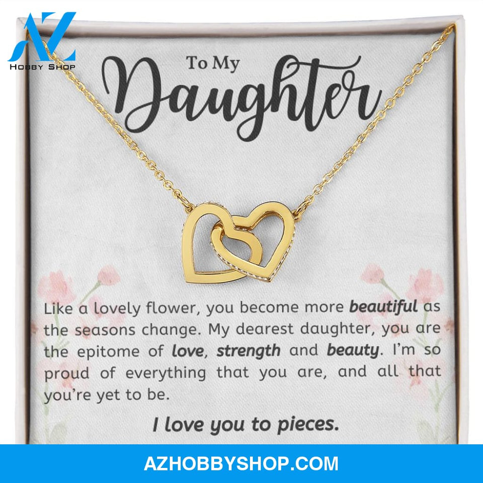 Daughter - Lovely Flower - Interlocking Hearts Necklace