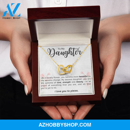 Daughter - Lovely Flower - Interlocking Hearts Necklace