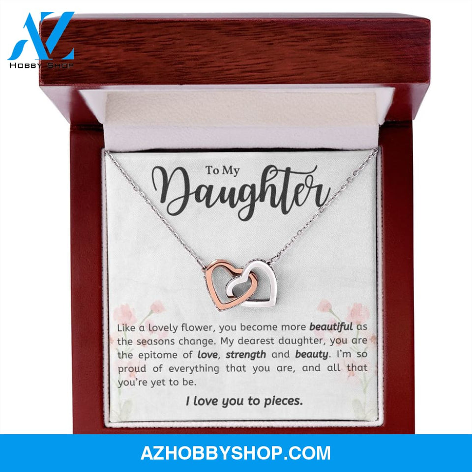 Daughter - Lovely Flower - Interlocking Hearts Necklace