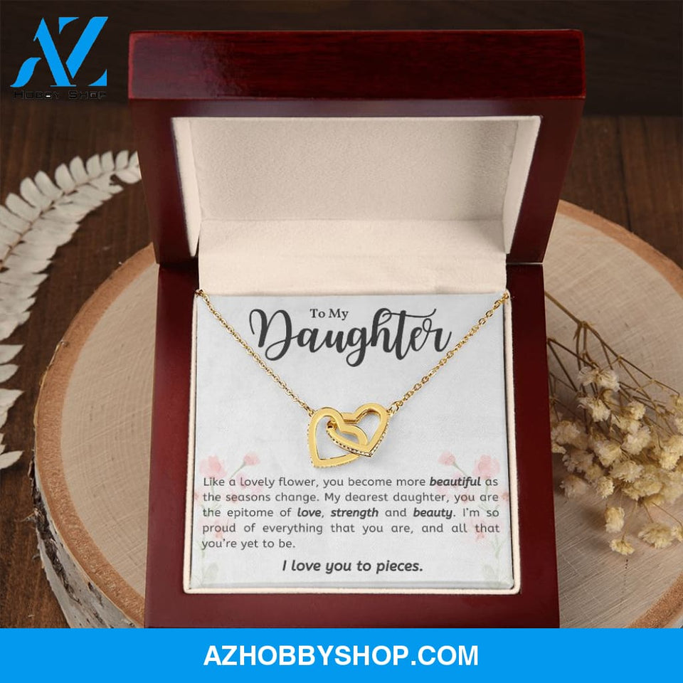 Daughter - Lovely Flower - Interlocking Hearts Necklace