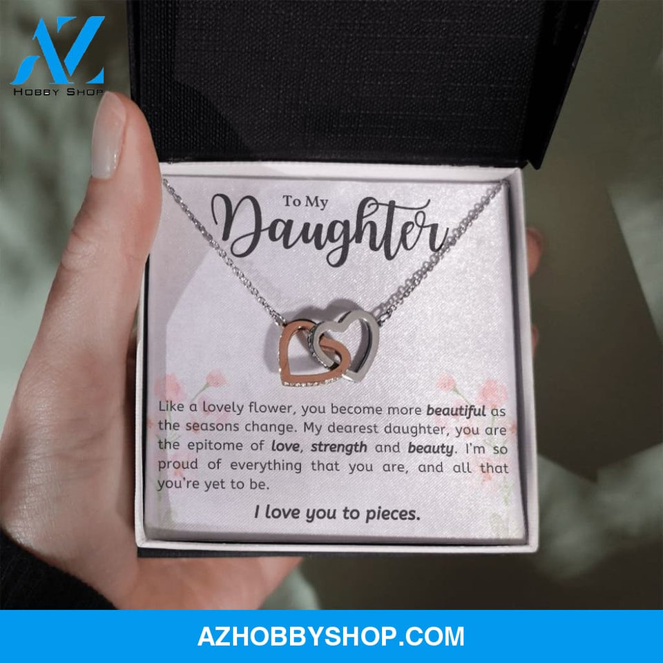 Daughter - Lovely Flower - Interlocking Hearts Necklace