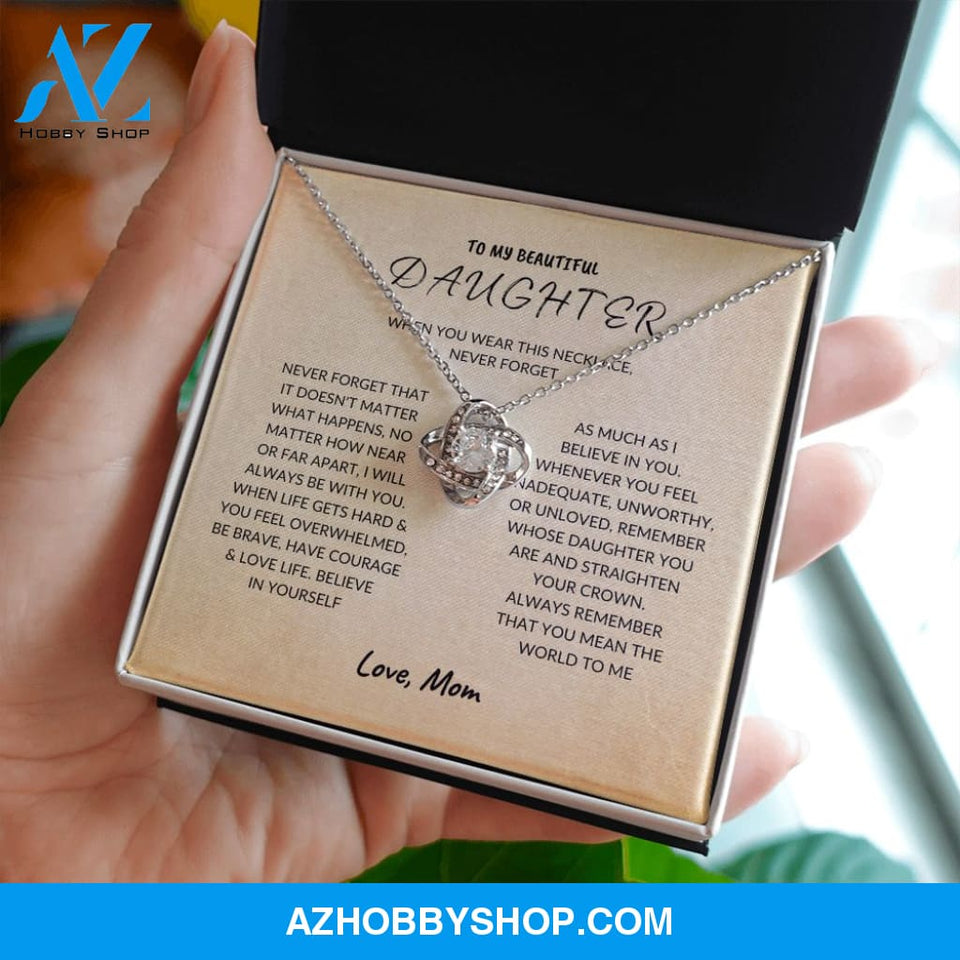 Daughter - Never Forget - Love Knot Necklace