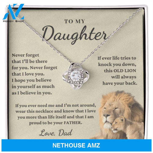 Daughter - Proud of you - Necklace | Gift for Daughter from Dad, Proud to be Your Father, Graduation Gift, Birthday, This Old Lion Silver
