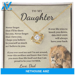 Daughter - Proud of you - Necklace | Gift for Daughter from Dad, Proud to be Your Father, Graduation Gift, Birthday, This Old Lion Silver