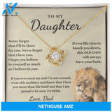 Daughter - Proud of you - Necklace | Gift for Daughter from Dad, Proud to be Your Father, Graduation Gift, Birthday, This Old Lion Silver