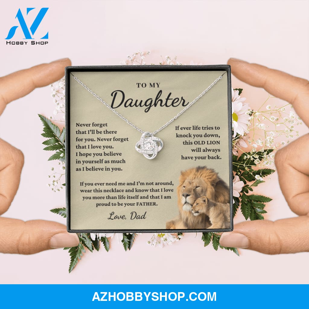 Daughter - Proud of you - Necklace | Gift for Daughter from Dad, Proud to be Your Father, Graduation Gift, Birthday, This Old Lion Silver