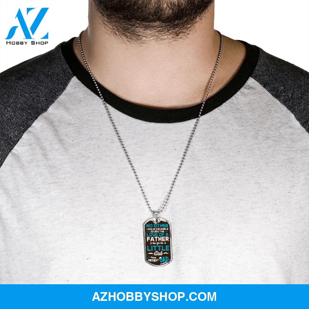 Daughter to Father Happy Birthday DAD - Graphical Dog Tag & Ball chain (steel)