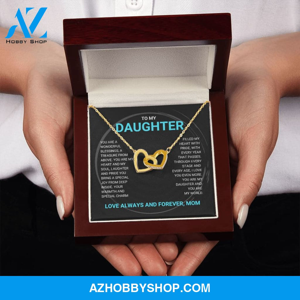 Daughter - You Are My World - Interlocking Hearts Necklace