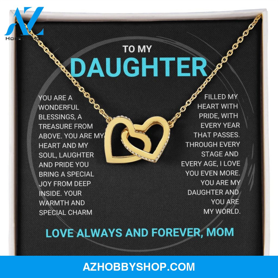 Daughter - You Are My World - Interlocking Hearts Necklace