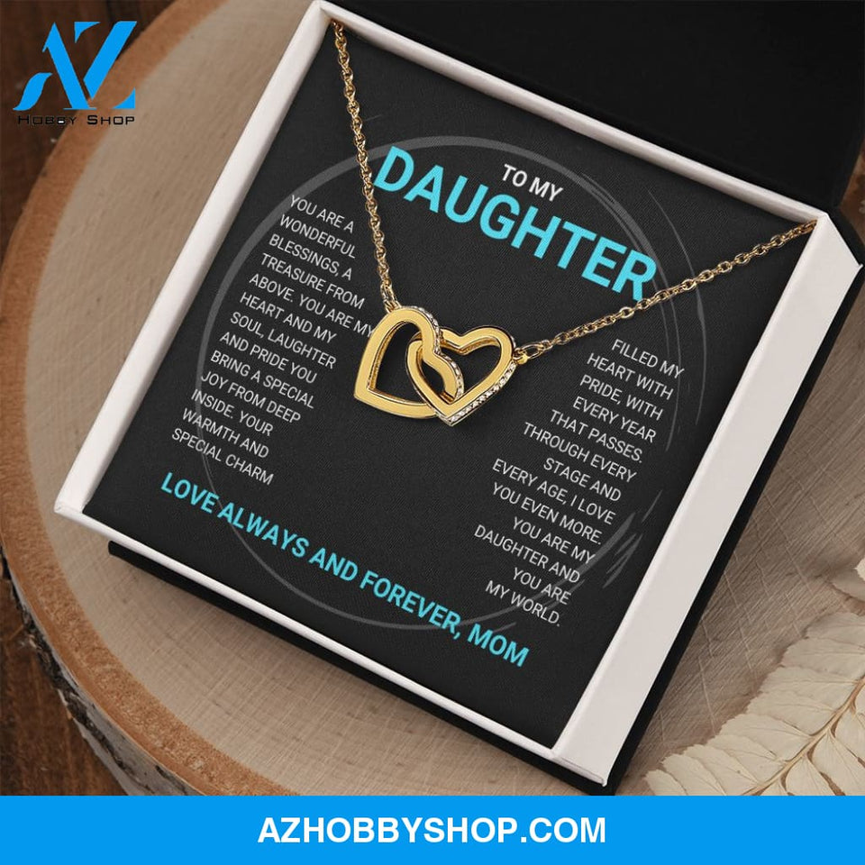 Daughter - You Are My World - Interlocking Hearts Necklace