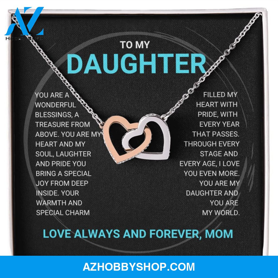 Daughter - You Are My World - Interlocking Hearts Necklace