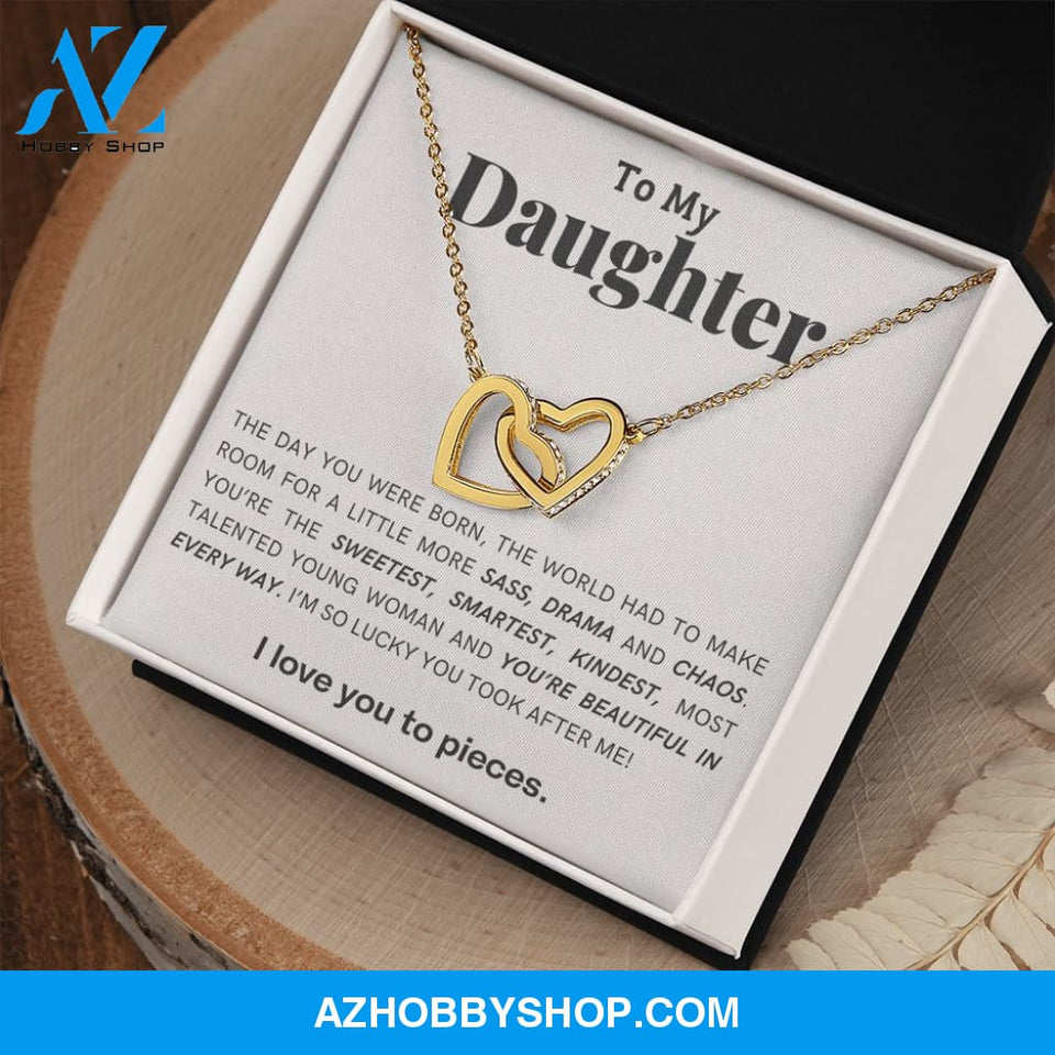 Daughter - You're Beautiful - Interlocking Hearts Necklace