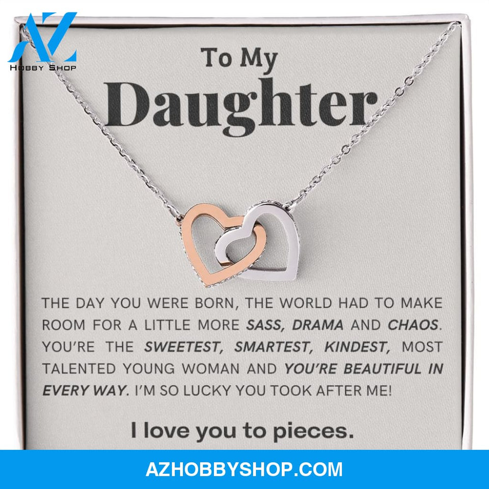 Daughter - You're Beautiful - Interlocking Hearts Necklace