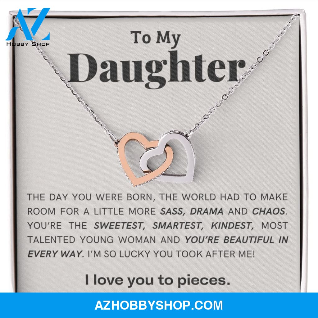 Daughter - You're Beautiful - Interlocking Hearts Necklace