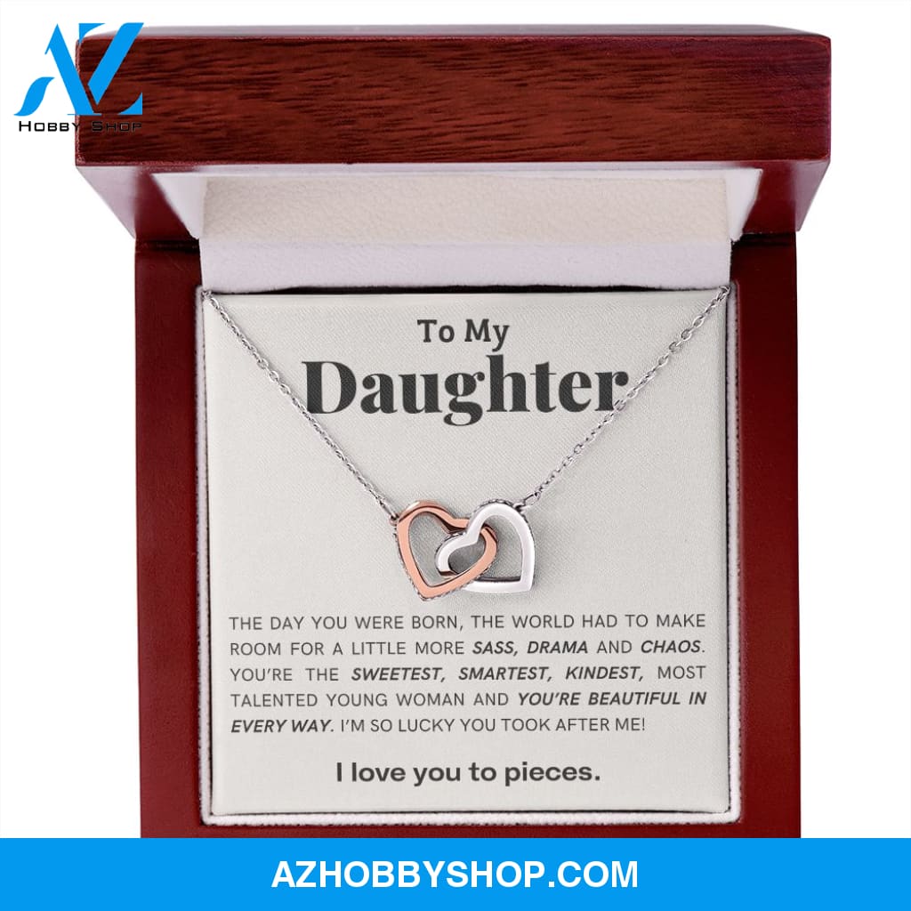Daughter - You're Beautiful - Interlocking Hearts Necklace