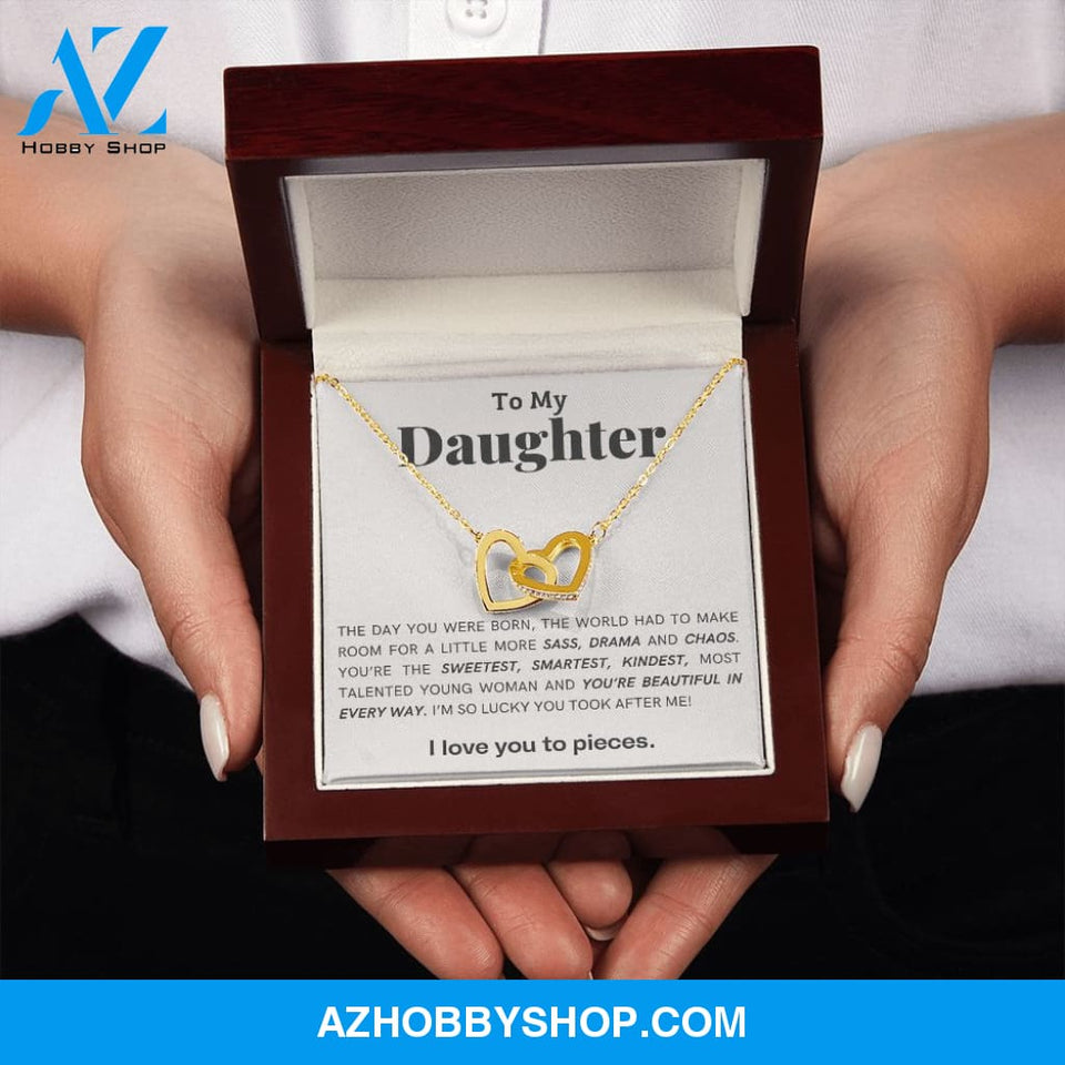 Daughter - You're Beautiful - Interlocking Hearts Necklace