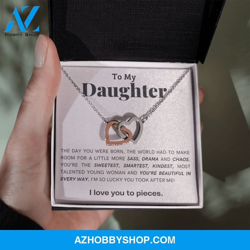 Daughter - You're Beautiful - Interlocking Hearts Necklace
