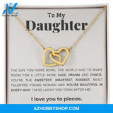 Daughter - You're Beautiful - Interlocking Hearts Necklace