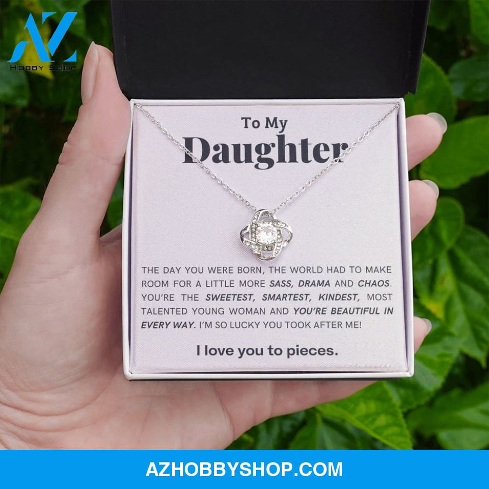 Daughter - You're Beautiful - Love Knot Necklace