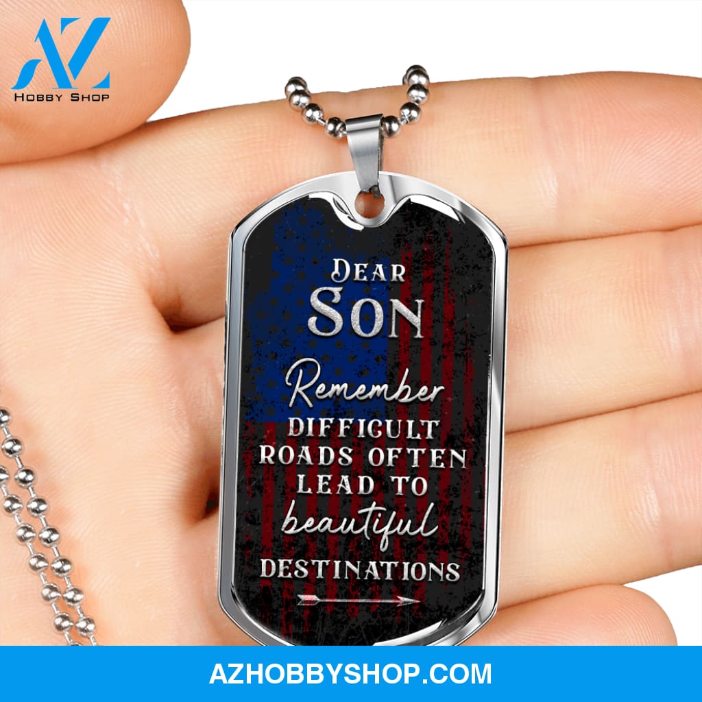 Dear Son - Graphical Dog Tag & Ball chain (steel)
