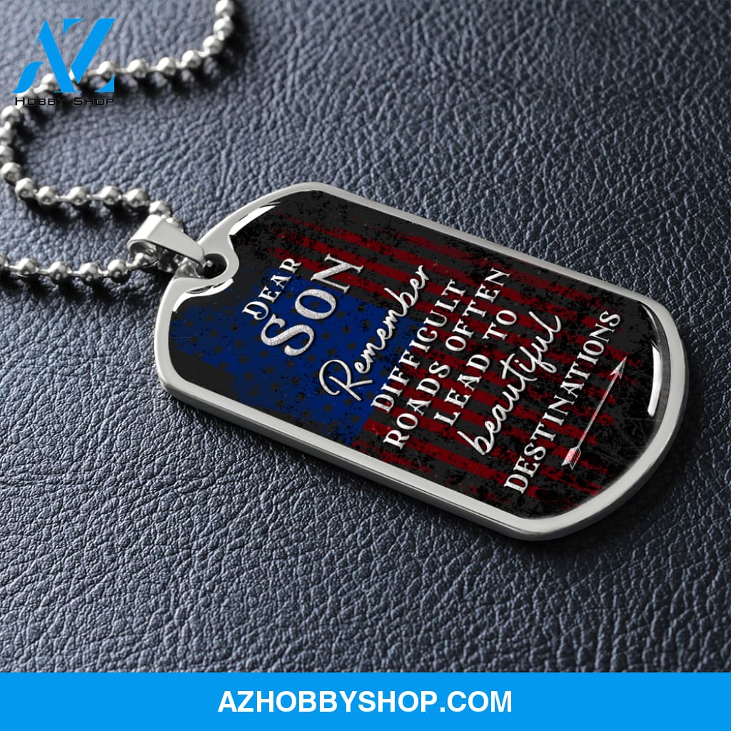 Dear Son - Graphical Dog Tag & Ball chain (steel)