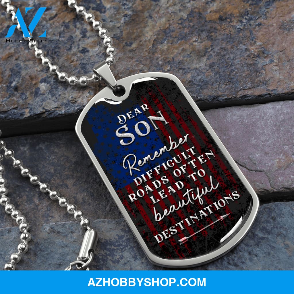 Dear Son - Graphical Dog Tag & Ball chain (steel)